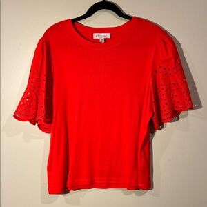 Philosophy Scarlet Eyelet Sleeve Blouse